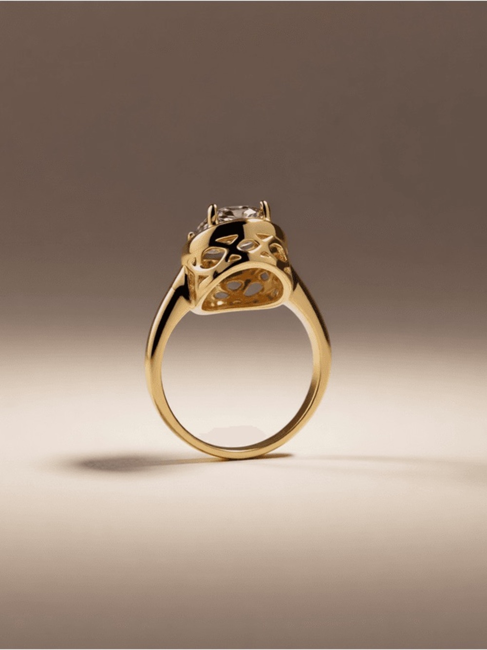 Charter Club Gold Plated Ring with Brown Stone - Picture 3 of 3